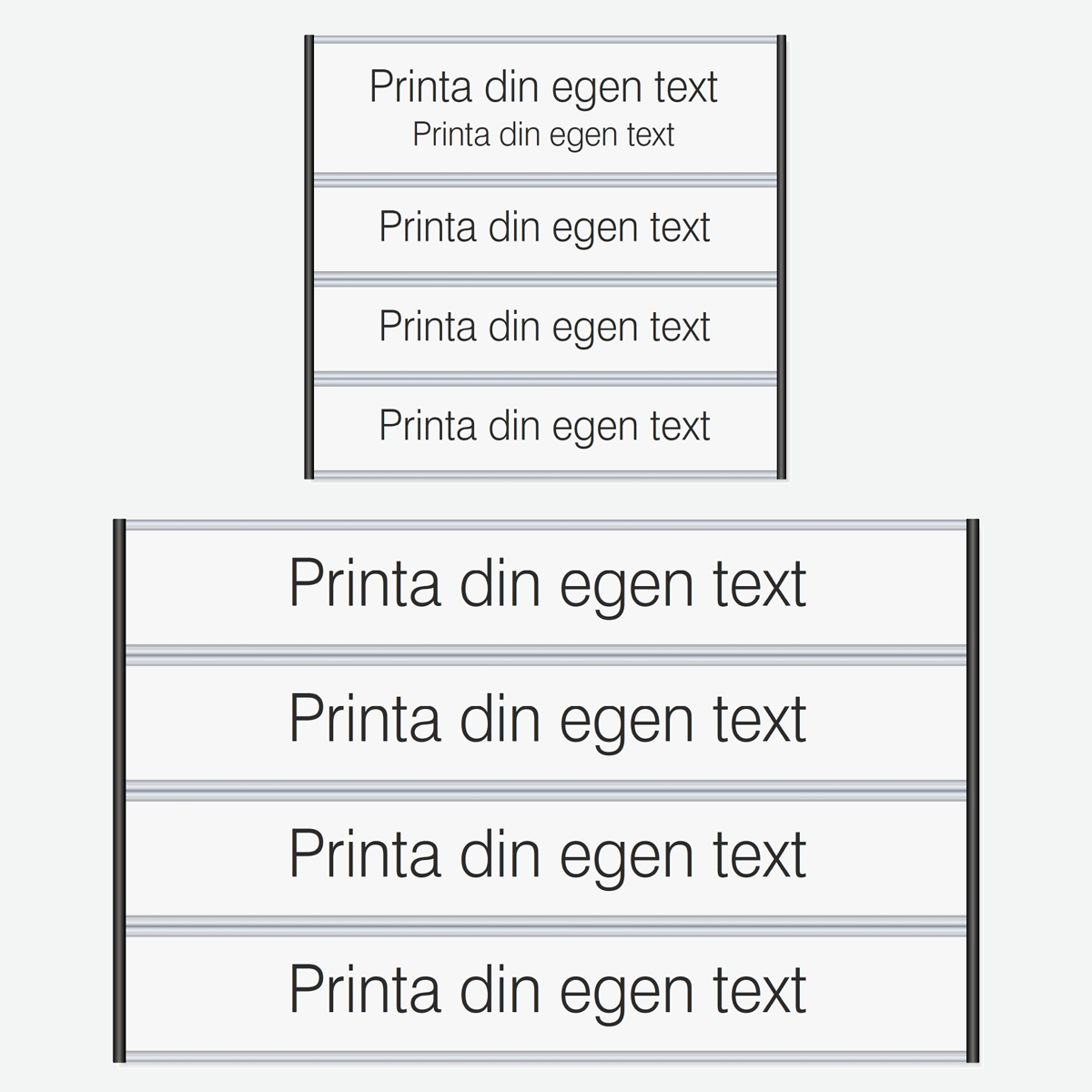 Med utbytbara textremsor som man printar själv.