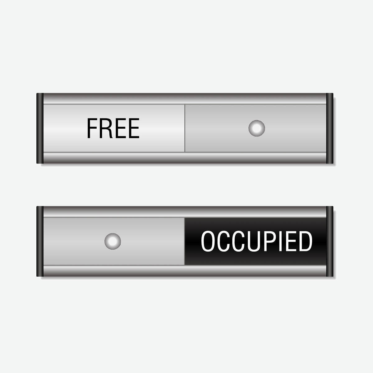 Aluminiumskylt som visar FREE eller OCCUPIED
