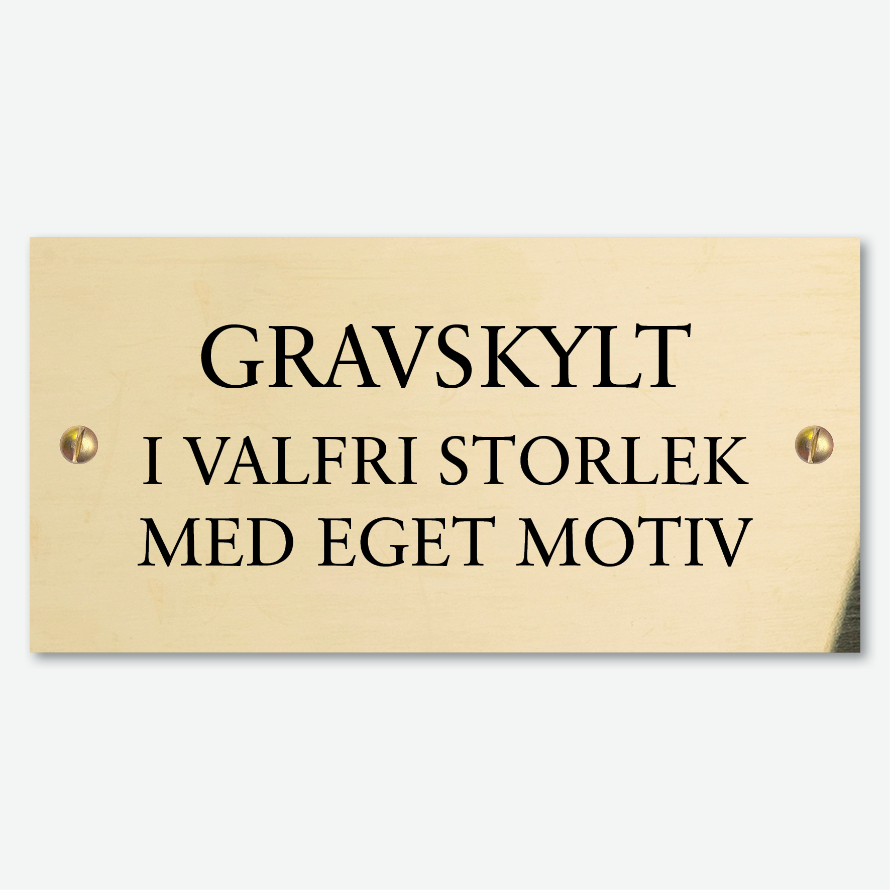 Graverat motiv i 2 mm polerad mässing, Valfri storlek.