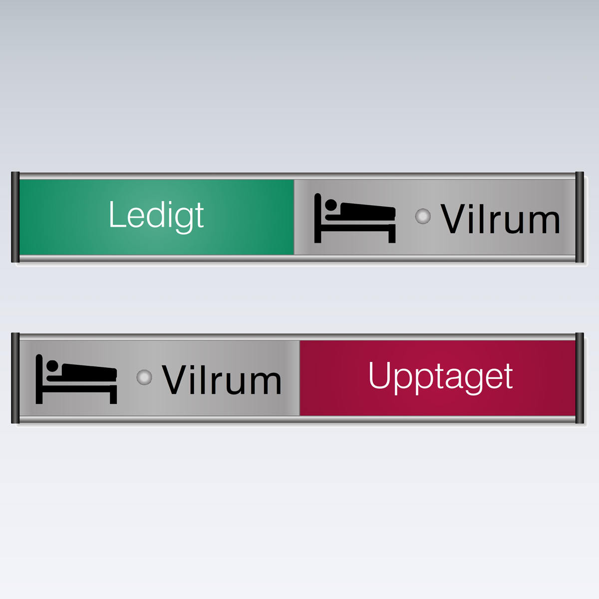 Aluminiumskylt som visar Vilrum Ledigt eller Upptaget