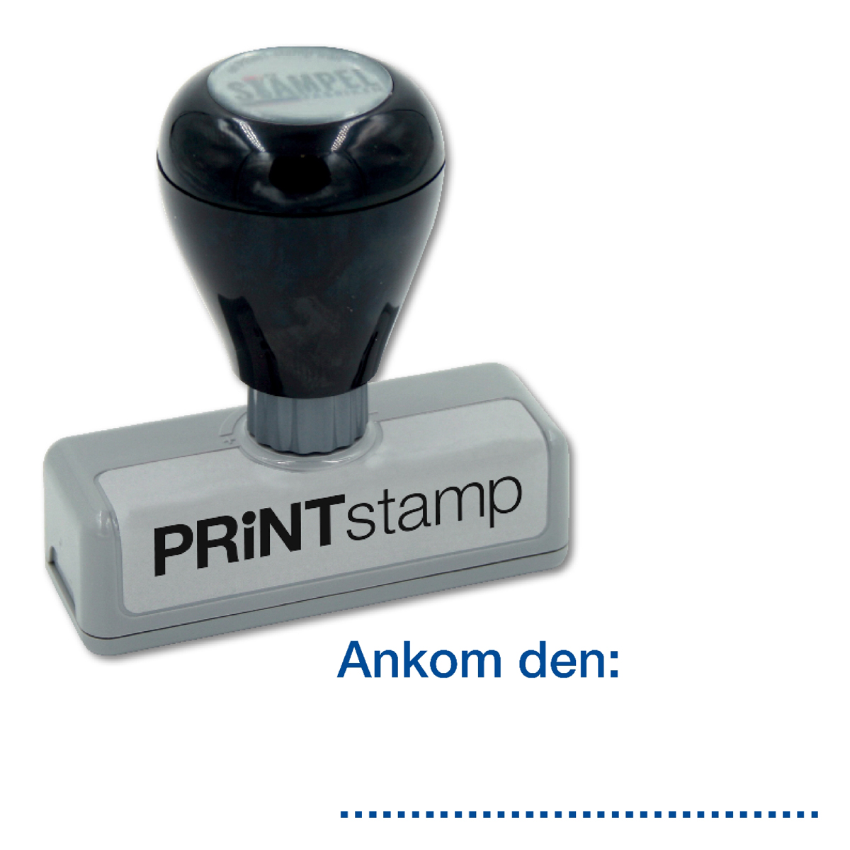 Självfärgande stämpel med blå infärgning som standard