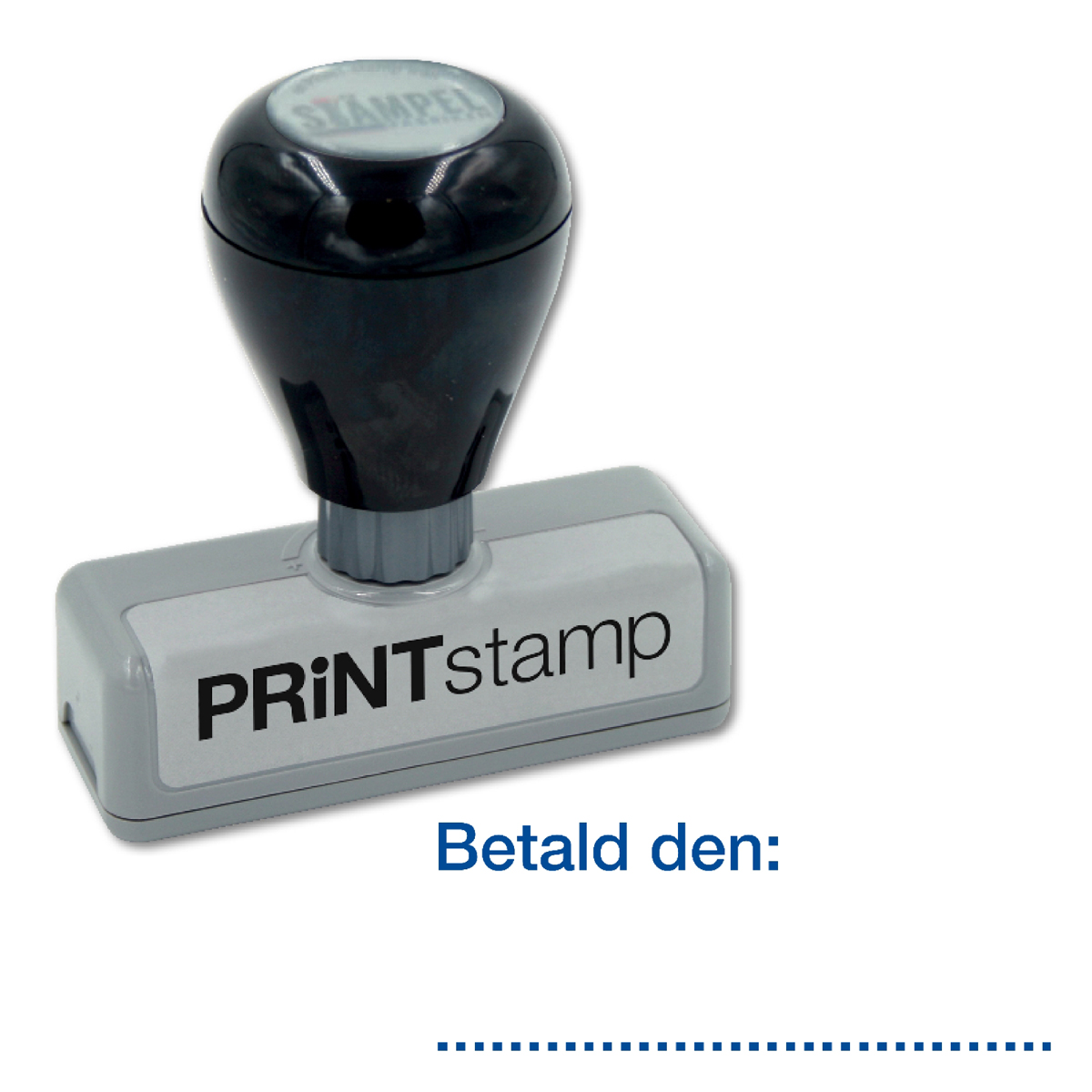 Självfärgande stämpel med blå infärgning som standard