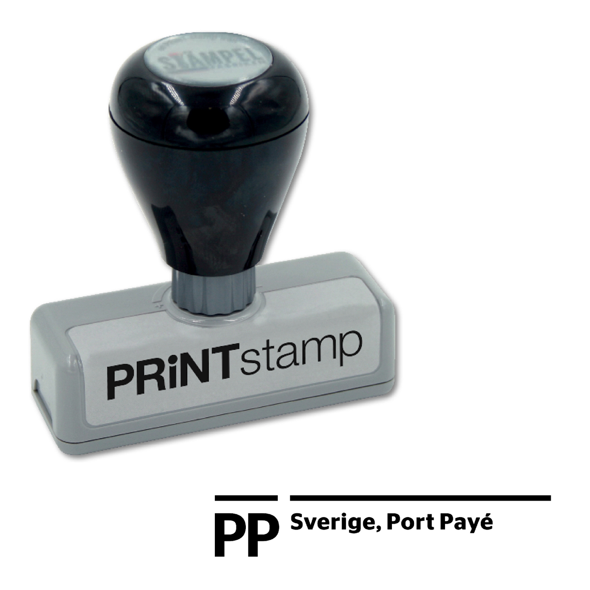 Självfärgande stämpel med blå infärgning som standard