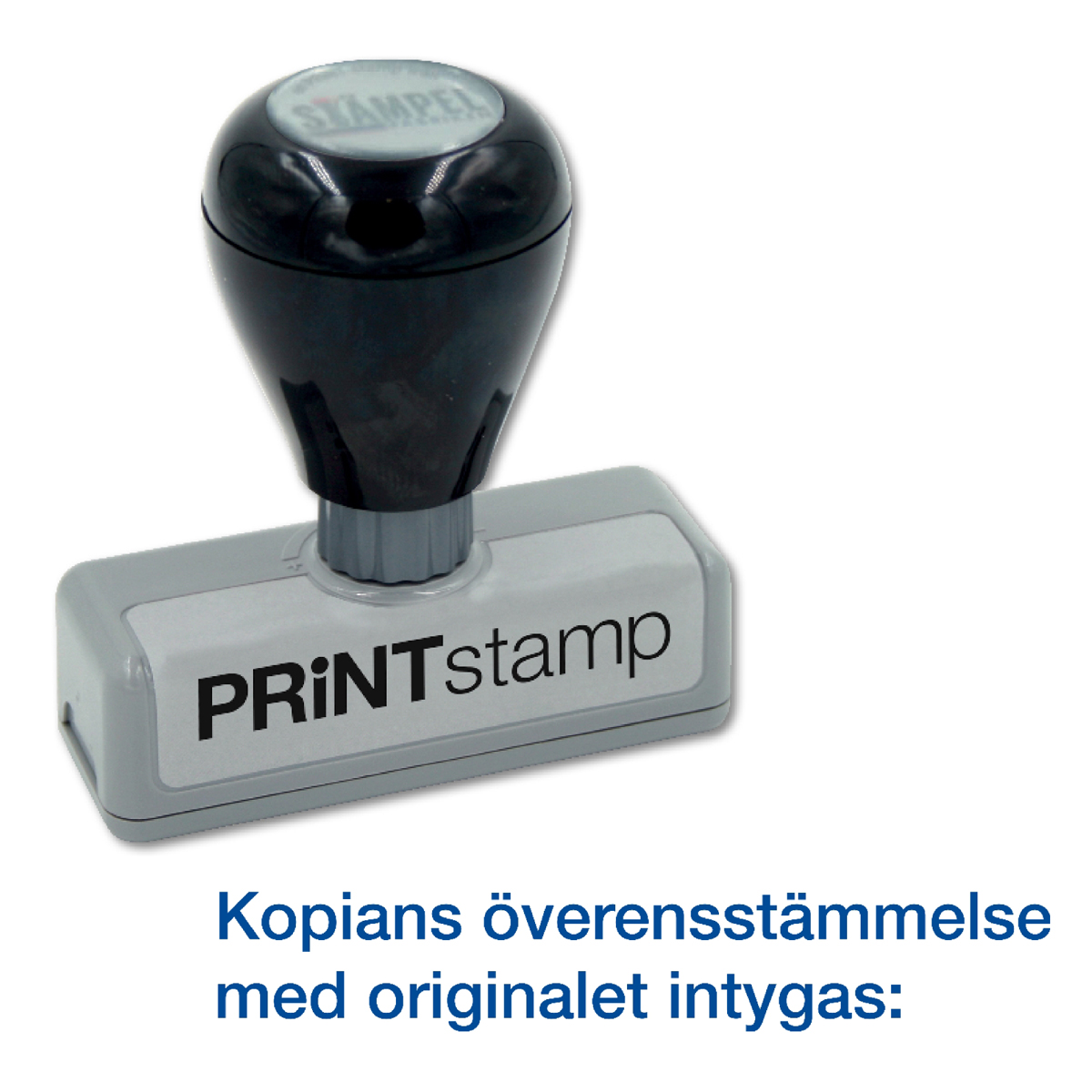 Självfärgande stämpel med blå infärgning som standard